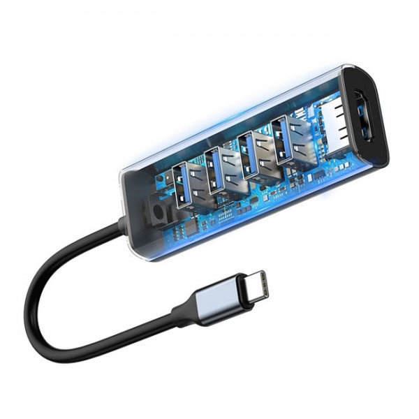USB-концентратор Baseus Enjoy series Type-C to USB3.0*4+HD4K HD CAHUB-N0G