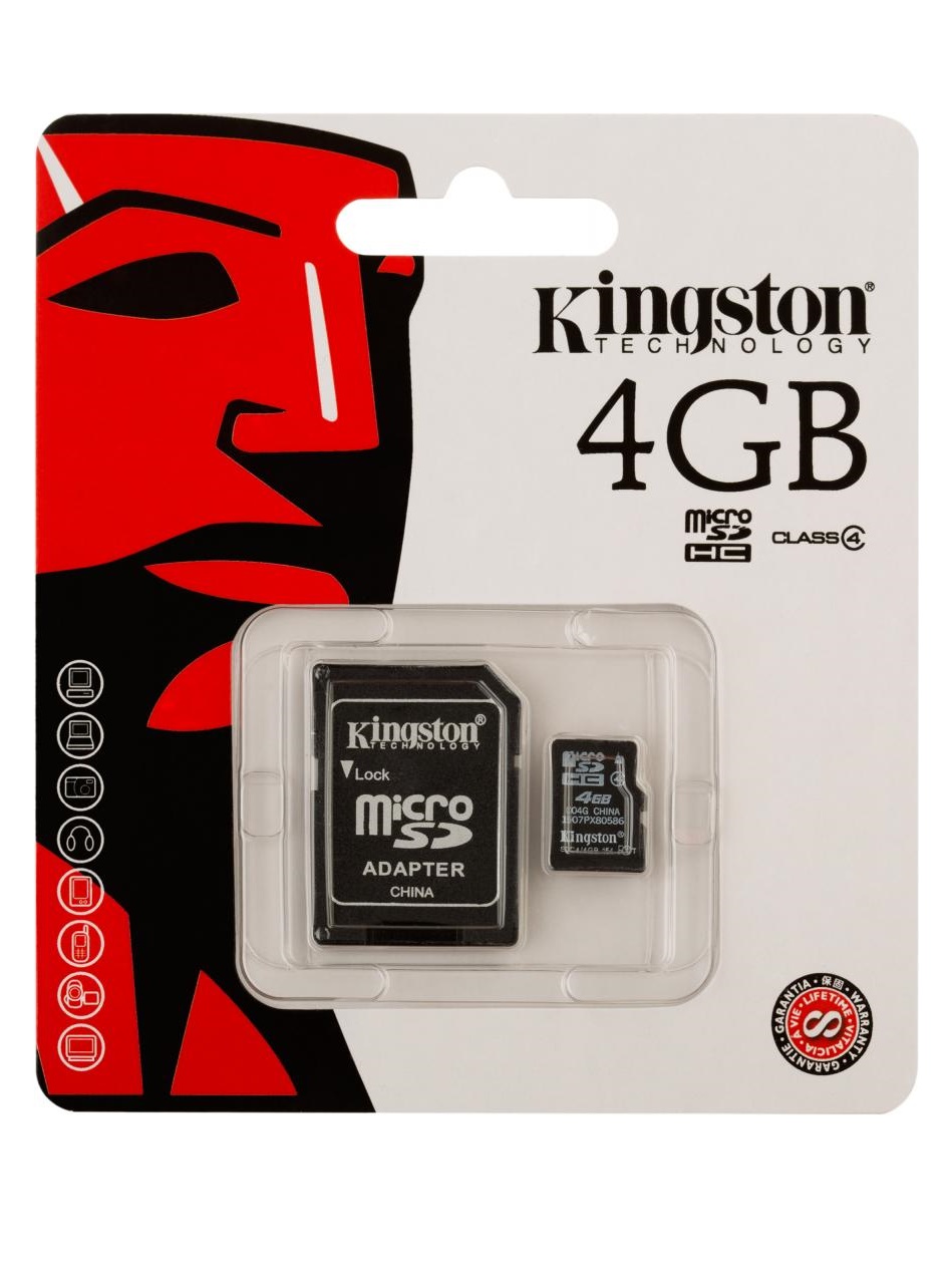 Карта памяти Kingston 4 Gb с адаптером