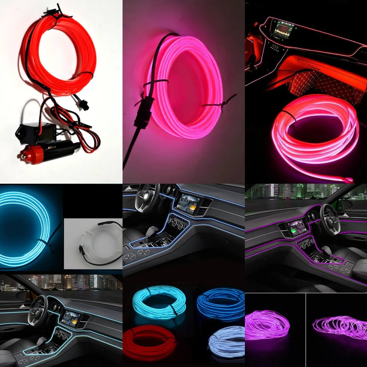 Светодиодная лента-трубка для подсветки салона автомобиля