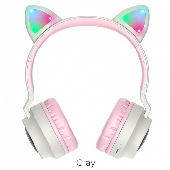 Беспроводные наушники HOCO W27 Cat ear, Bluetooth, 300 мАч, серый, TF, AUX