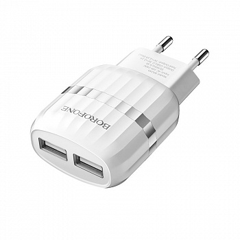 Сетевое зарядное устройство Borofone Wall BA24A, 2 USB, 2.1А, белый