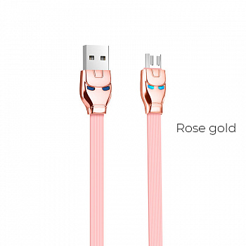 Кабель Hoco U14 Steel USB - micro USB, 1.2 м розовый