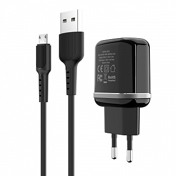 Комплект зарядки Micro USB Borofone BA25A, 2 USB, 2.4А, черный