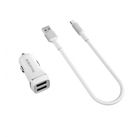 Автомобильное зарядное устройство Borofone BZ2, Micro USB, белый