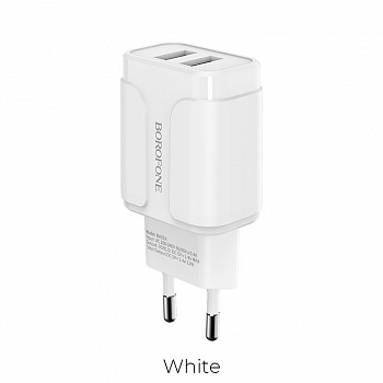Зарядное устройство BOROFONE BA37A Speedy 2*USB, 2.4A, белый
