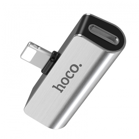 Переходник HOCO LS25, Lightning - Jack 3.5, 2А, серебристый