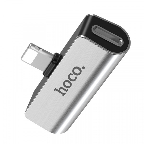Переходник HOCO LS25, Lightning - Jack 3.5, 2А, серебристый