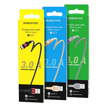 Кабель Borofone BX21 Outstanding, USB - USB Type-C, 1 м, серый