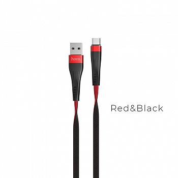 Кабель Hoco U39 Slender, USB - USB Type-C, 1.2 м, черно-красный