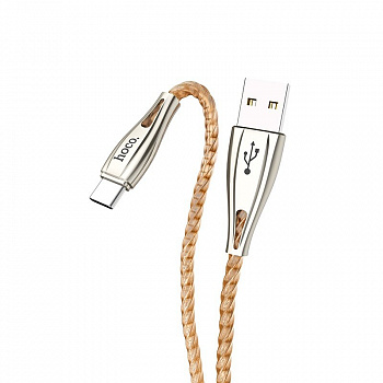 Кабель hoco U56 Metal, USB - USB Type-C, 1.2 м, золотой