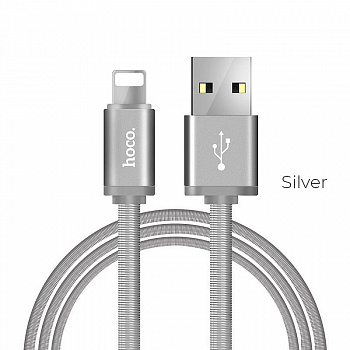Кабель Hoco U5 Full-Metal, lightning, 1.2 м, cеребристый