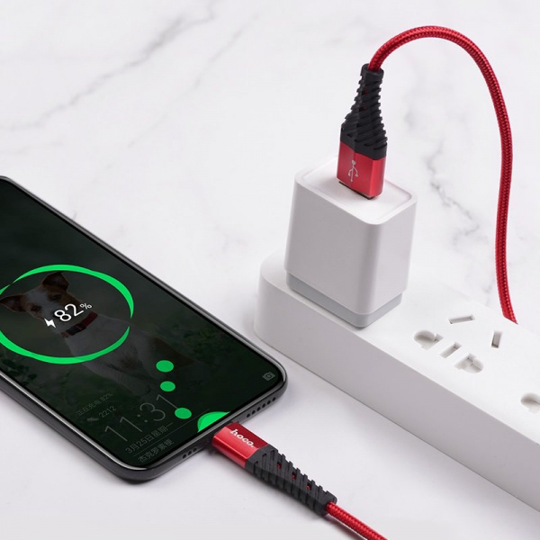 Кабель Hoco X38, USB - USB Type-C, 1 м, красный