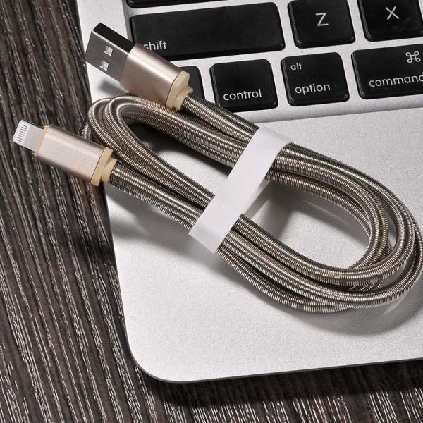Кабель Hoco U5 Full-Metal, lightning, 1.2 м, серый