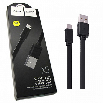 Кабель Hoco X5 Bamboo, USB - USB Type-C, 1 м, черный