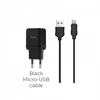 Комплект зарядки Micro USB Hoco C22A, 1 USB, 2.4А, черный