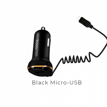 Автомобильное зарядное устройство Hoco Z14, Micro USB, черный