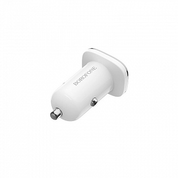 Автомобильное зарядное устройство BOROFONE BZ12 Lasting power 2*USB, 2.1A, белый, кабель Type-C