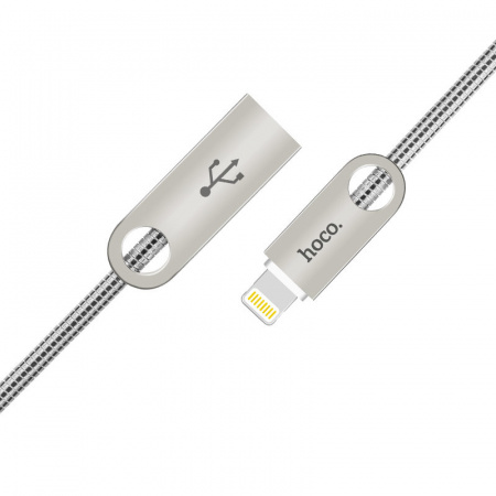 Кабель Hoco U8 Zinc alloy, lightning, 1 м, серебристый