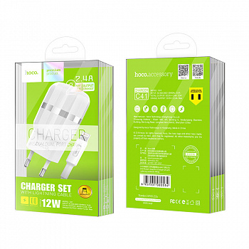 Комплект зарядки Lightning Hoco C41A, 2 USB, 2.4А