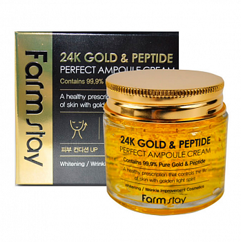 Ампульный крем с золотом и пептидами FarmStay 24K Gold & Peptide Perfect Ampoule Cream