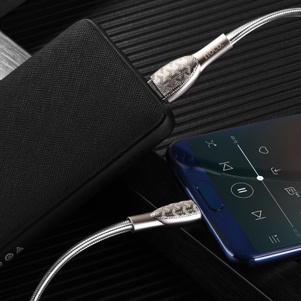 Кабель hoco U52 Bright, USB - USB Type-C, 1.2 м, серебристый