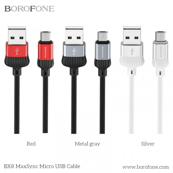 Кабель Borofone BX8 MaxSync USB - micro USB, 1 м красный