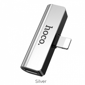 Переходник HOCO LS25, Lightning - Jack 3.5, 2А, серебристый