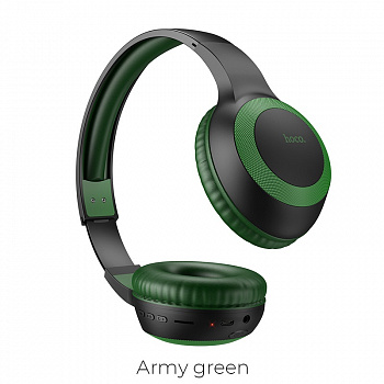 Беспроводные наушники HOCO W29 Outstanding, Bluetooth, 200 мАч, армейский зеленый, AUX/TF, контроллер