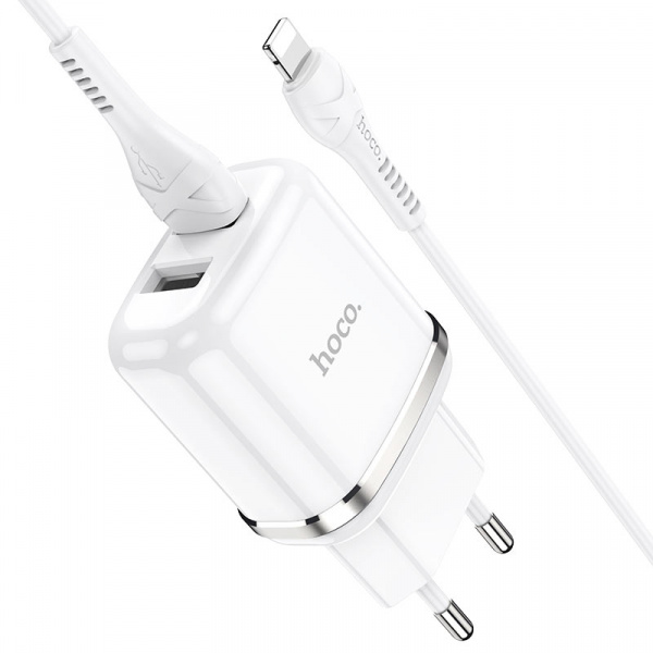 Зарядное устройство HOCO N4 Aspiring Lightning, 2.4A, белый