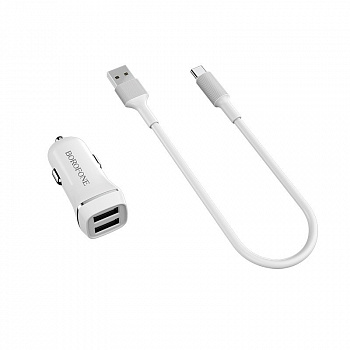 Автомобильное зарядное устройство Borofone BZ2, USB Type-C, белый