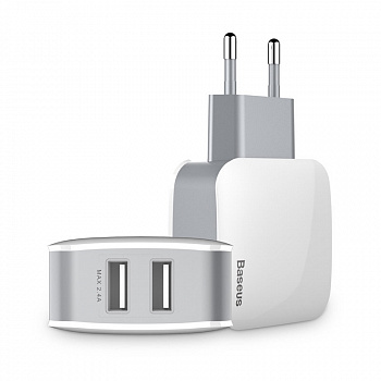 Сетевое зарядное устройство Baseus ZCL2B-B02, 2 USB, 2.4А