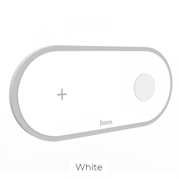 Беспроводное зарядное устройство HOCO CW20 Wisdom 2-in-1, 2A, 10W, белый, 2W for iwatch