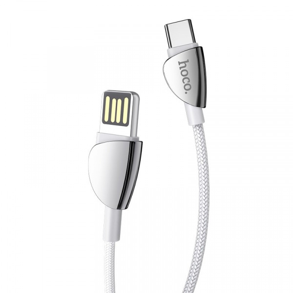 Кабель Hoco U62, USB - USB Type-C, 1.2 м, cеребристый