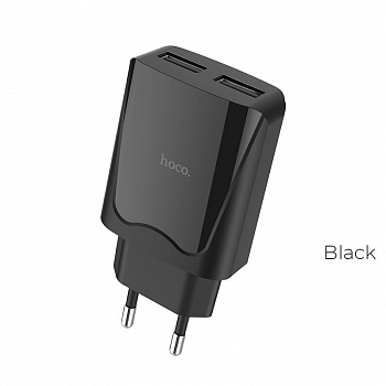 Сетевое зарядное устройство Hoco C52A 2 USB, 2.1А, черный