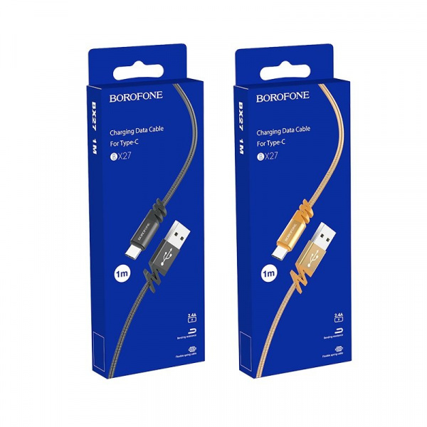 Кабель Borofone BX27 Dainty, USB - USB Type-C, 1 м, серый