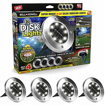 Набор садовых светильников на солнечных батареях Disk Lights 4 шт