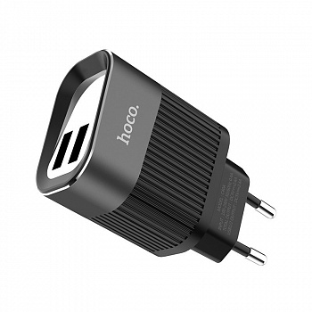 Сетевое зарядное устройство Hoco C40A, 2 USB, 2.4А, черный