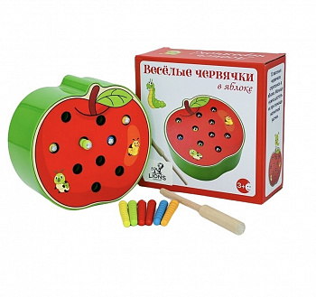 Игрушка для малыша весёлые червячки в яблоке и клубнике