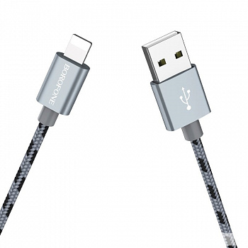 Кабель Borofone BX24 Ring current, lightning, 1 м, серый