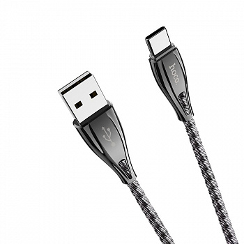 Кабель hoco U56 Metal, USB - USB Type-C, 1.2 м, серый