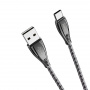 Кабель hoco U56 Metal, USB - USB Type-C, 1.2 м, серый