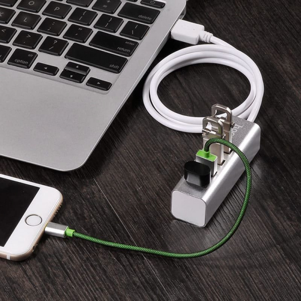 USB 2.0 HUB Hoco HB1 4 порта, серебристый