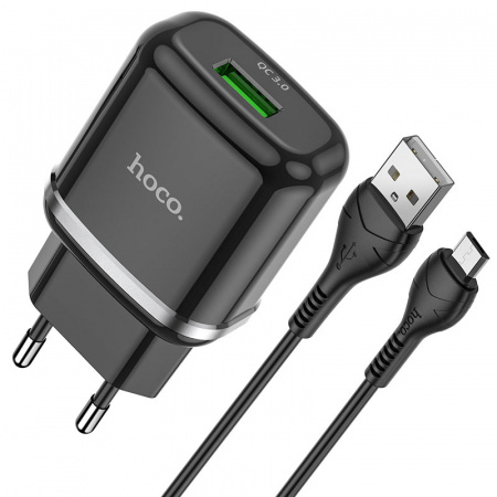 Зарядное устройство HOCO N3 Special, 3A, черный, кабель micro USB