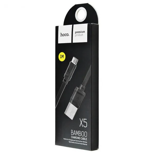 Кабель Hoco X5 Bamboo USB - micro USB, 1 м черный